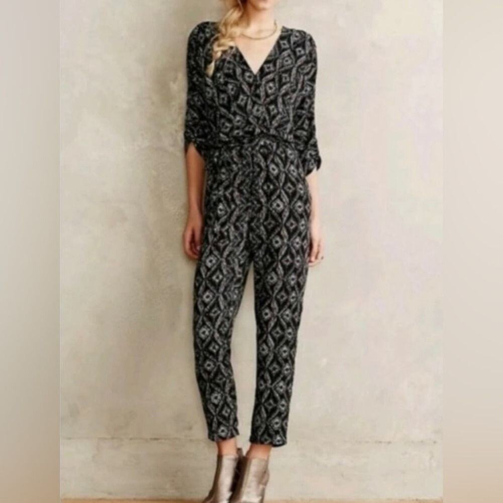 ANTHROPOLOGIE ELEVENSES BELTED JUMPSUIT ROMPER SIZE L